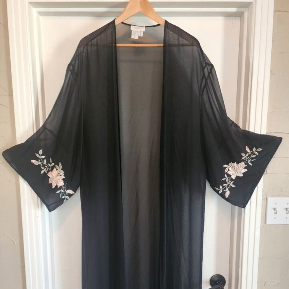 Flora Nikrooz Saks Fifth Avenue Kimono Robe Sheer Long M/L Made In USA
